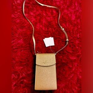 Brand NWT Kate Spade Rose Gold Glitter Phone Crossbody